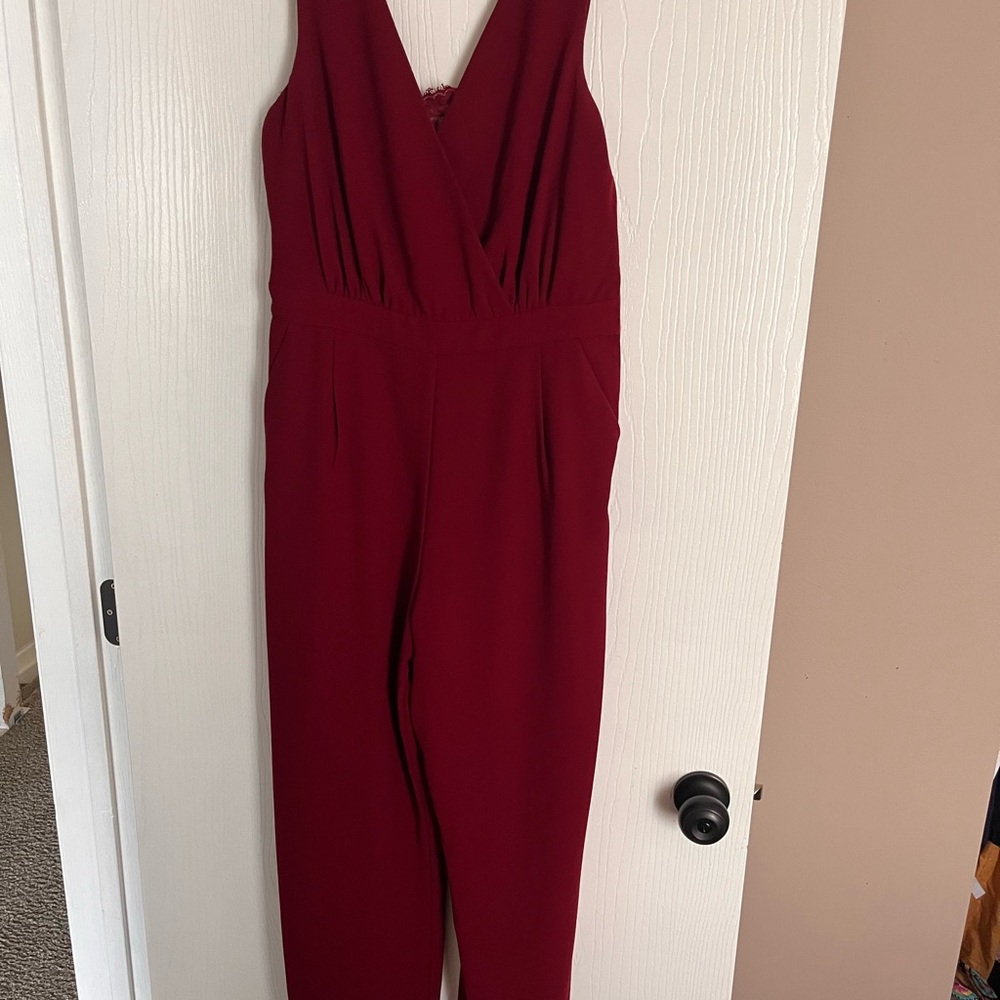 Lulu's Deep Red Jumpsuit